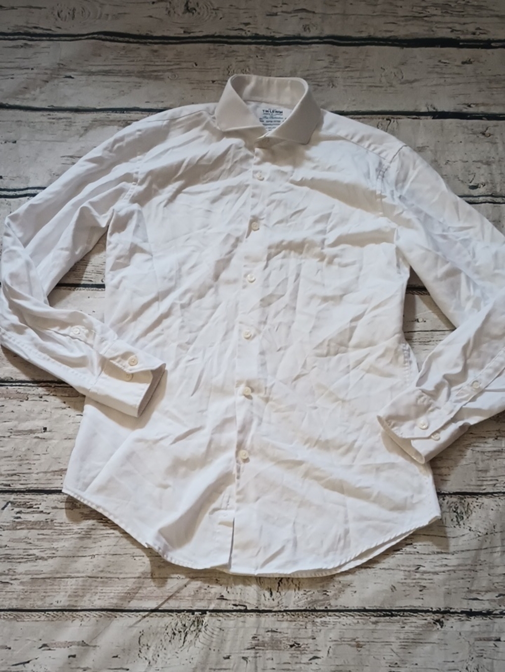 T.M. Lewin White Cotton Super Fitted Long Sleeve Button Down Shirt 15.5